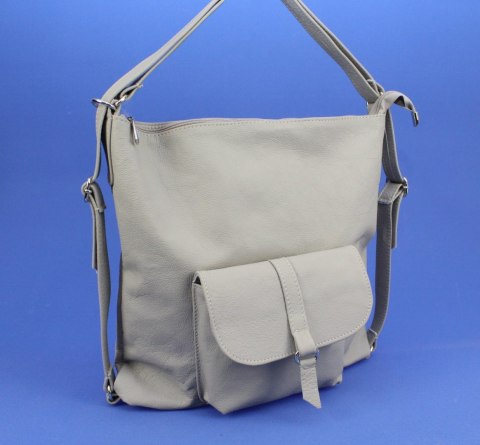 Praktyczny Plecak Skórzany Torebka 2 w 1 MAGRE (PL) AMELIA Skóra Naturalna Licowa KREMOWY