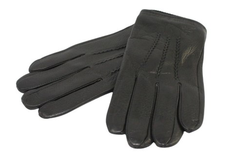 Rękawiczki Męskie PolskaGalanteria Ocieplane Z Ciemnym Ściągaczem Ze Skóry Renifera Rozmiar 10 1/2 CZARNE