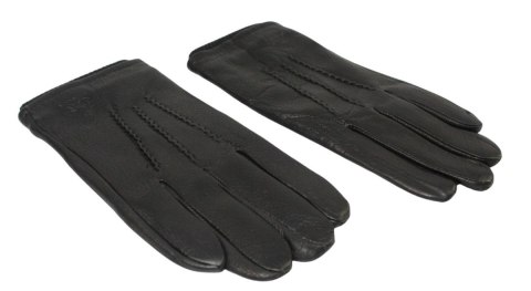 Rękawiczki Męskie PolskaGalanteria Ocieplane Z Ciemnym Ściągaczem Ze Skóry Renifera Rozmiar 10 1/2 CZARNE