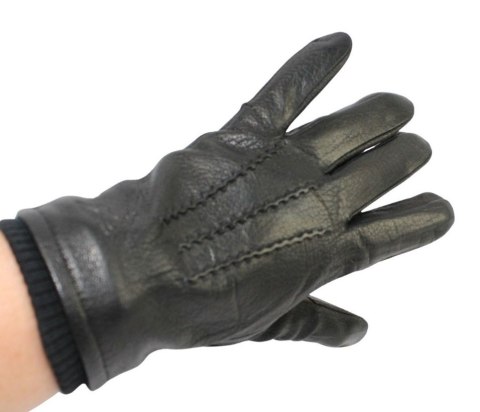 Rękawiczki Męskie PolskaGalanteria Ocieplane Z Ciemnym Ściągaczem Ze Skóry Renifera Rozmiar 10 1/2 CZARNE