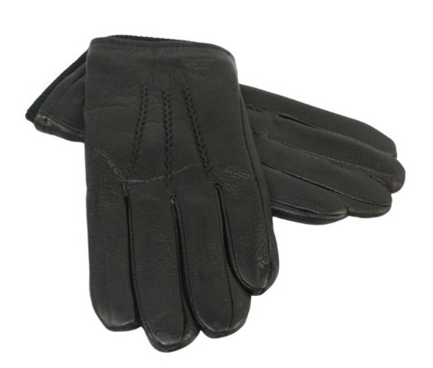 Rękawiczki Męskie PolskaGalanteria Ocieplane Z Ciemnym Ściągaczem Ze Skóry Renifera Rozmiar 11 1/2 CZARNE