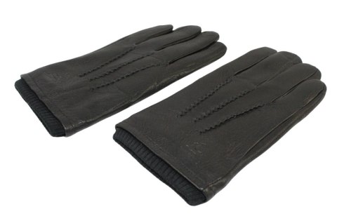 Rękawiczki Męskie PolskaGalanteria Ocieplane Z Ciemnym Ściągaczem Ze Skóry Renifera Rozmiar 11 1/2 CZARNE