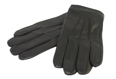 Rękawiczki Męskie PolskaGalanteria Ocieplane Z Ciemnym Ściągaczem Ze Skóry Renifera Rozmiar 12 CZARNE