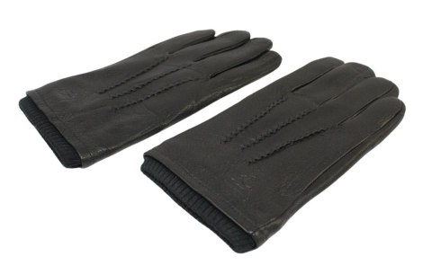 Rękawiczki Męskie PolskaGalanteria Ocieplane Z Ciemnym Ściągaczem Ze Skóry Renifera Rozmiar 12 CZARNE