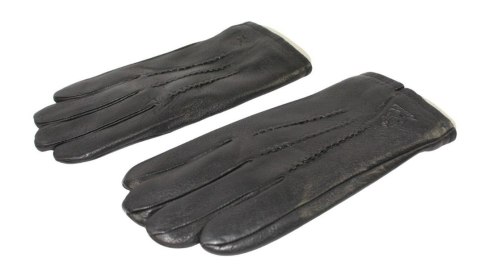 Rękawiczki Męskie PolskaGalanteria Ocieplane Z Jasnym Ściągaczem Ze Skóry Renifera Rozmiar 10 1/2 CZARNE