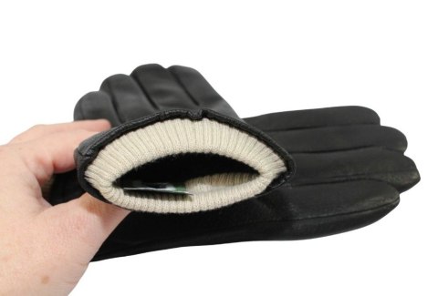 Rękawiczki Męskie PolskaGalanteria Ocieplane Z Jasnym Ściągaczem Ze Skóry Renifera Rozmiar 10 CZARNE