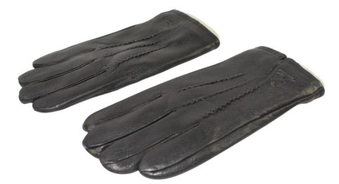 Rękawiczki Męskie PolskaGalanteria Ocieplane Z Jasnym Ściągaczem Ze Skóry Renifera Rozmiar 10 CZARNE