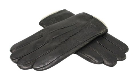 Rękawiczki Męskie PolskaGalanteria Ocieplane Z Jasnym Ściągaczem Ze Skóry Renifera Rozmiar 11 1/2 CZARNE