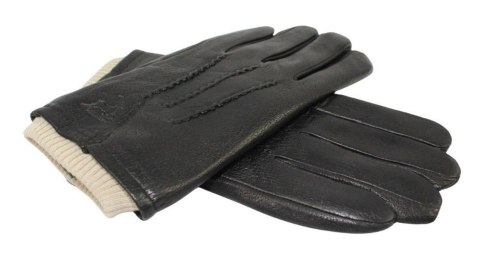 Rękawiczki Męskie PolskaGalanteria Ocieplane Z Jasnym Ściągaczem Ze Skóry Renifera Rozmiar 11 1/2 CZARNE