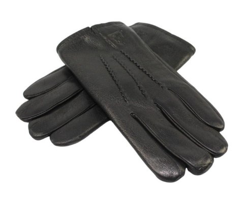 Rękawiczki Męskie PolskaGalanteria Ocieplane Z Jasnym Ściągaczem Ze Skóry Renifera Rozmiar 11 CZARNE