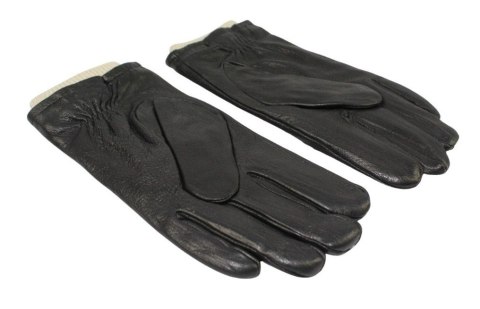 Rękawiczki Męskie PolskaGalanteria Ocieplane Z Jasnym Ściągaczem Ze Skóry Renifera Rozmiar 11 CZARNE