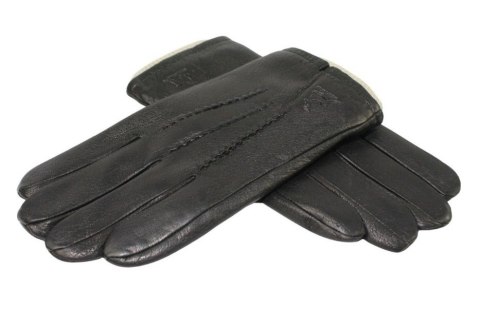 Rękawiczki Męskie PolskaGalanteria Ocieplane Z Jasnym Ściągaczem Ze Skóry Renifera Rozmiar 12 CZARNE