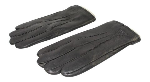 Rękawiczki Męskie PolskaGalanteria Ocieplane Z Jasnym Ściągaczem Ze Skóry Renifera Rozmiar 12 CZARNE