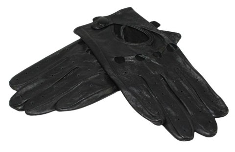 Rękawiczki Skórzane Samochodowe Z wycięciami PolskaGalanteria Ze Skóry Cielęcej Rozmiar 11 CZARNE