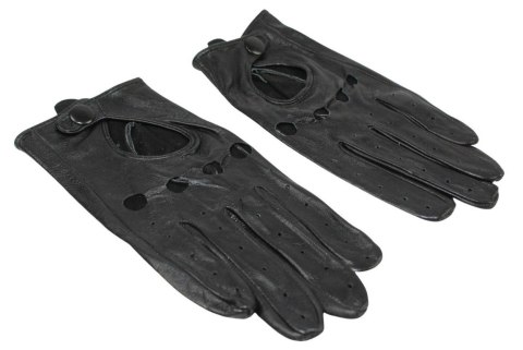 Rękawiczki Skórzane Samochodowe Z wycięciami PolskaGalanteria Ze Skóry Cielęcej Rozmiar 11 CZARNE