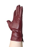 Skórzane Ocieplane Rękawiczki Damskie PolskaGalanteria.pl Ze Skóry Naturalnej BURGUND Rozmiar 9