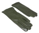 Skórzane Ocieplane Rękawiczki Damskie PolskaGalanteria.pl Ze Skóry Naturalnej CIEMNE OLIWKOWE Rozmiar 7 1/2 