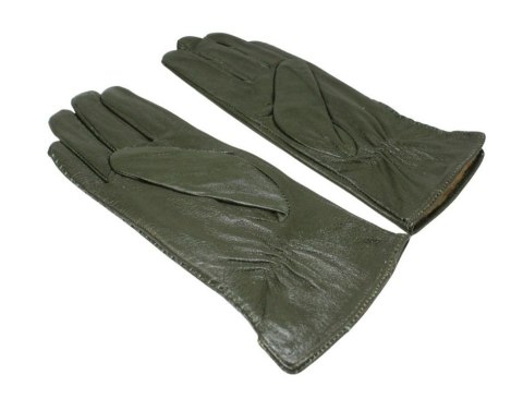 Skórzane Ocieplane Rękawiczki Damskie PolskaGalanteria.pl Ze Skóry Naturalnej CIEMNE OLIWKOWE Rozmiar 7 