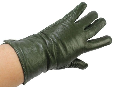 Skórzane Ocieplane Rękawiczki Damskie PolskaGalanteria.pl Ze Skóry Naturalnej CIEMNE OLIWKOWE Rozmiar 8 1/2 