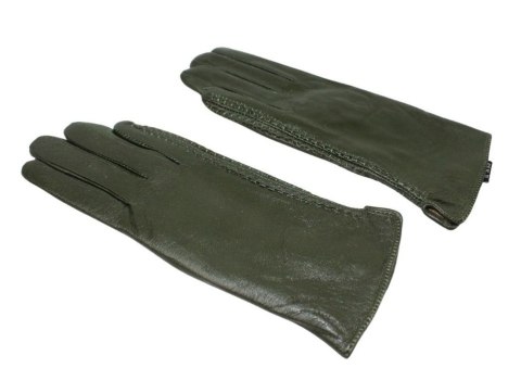 Skórzane Ocieplane Rękawiczki Damskie PolskaGalanteria.pl Ze Skóry Naturalnej CIEMNE OLIWKOWE Rozmiar 8 