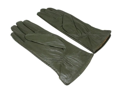 Skórzane Ocieplane Rękawiczki Damskie PolskaGalanteria.pl Ze Skóry Naturalnej CIEMNE OLIWKOWE Rozmiar 8 