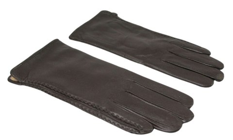 Skórzane Ocieplane Rękawiczki Damskie PolskaGalanteria.pl Ze Skóry Naturalnej CZEKOLADOWE o Rozmiar 7 1/2