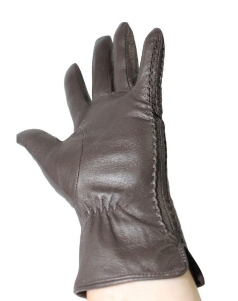 Skórzane Ocieplane Rękawiczki Damskie PolskaGalanteria.pl Ze Skóry Naturalnej CZEKOLADOWE o Rozmiar 7 1/2