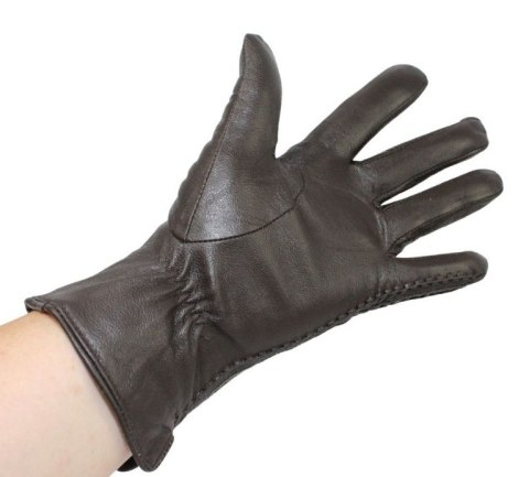 Skórzane Ocieplane Rękawiczki Damskie PolskaGalanteria.pl Ze Skóry Naturalnej CZEKOLADOWE o Rozmiar 7 1/2