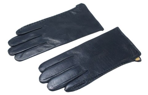 Skórzane Ocieplane Rękawiczki Damskie PolskaGalanteria.pl Ze Skóry Naturalnej GRANATOWE Rozmiar 7