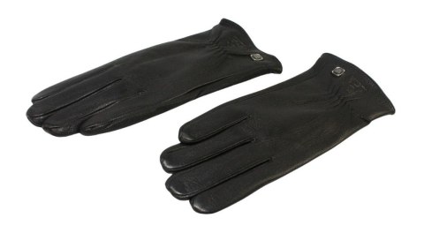 Skórzane Ocieplane Rękawiczki Damskie PolskaGalanteria.pl Ze Skóry Naturalnej Renifera Z Górnym Ściągaczem CZARNE Rozmiar 7