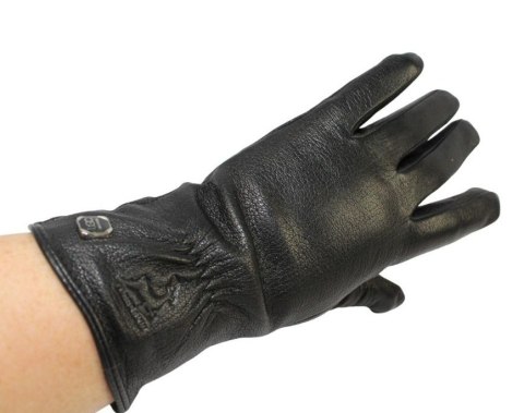 Skórzane Ocieplane Rękawiczki Damskie PolskaGalanteria.pl Ze Skóry Naturalnej Renifera Z Górnym Ściągaczem CZARNE Rozmiar 7