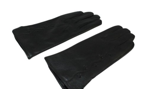 Skórzane Ocieplane Rękawiczki Damskie PolskaGalanteria.pl Ze Skóry Naturalnej Z Wzorkiem CZARNE Rozmiar 7 1/2