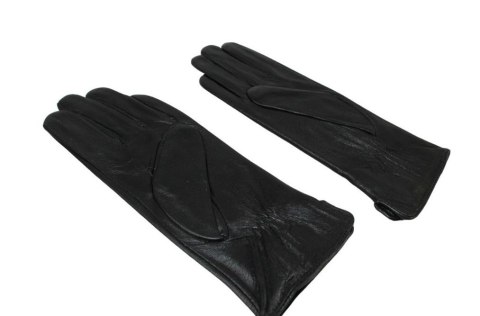 Skórzane Ocieplane Rękawiczki Damskie PolskaGalanteria.pl Ze Skóry Naturalnej Z Wzorkiem CZARNE Rozmiar 7 1/2