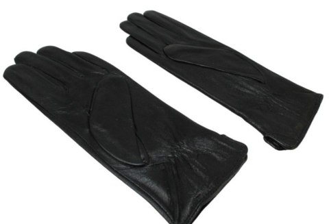 Skórzane Ocieplane Rękawiczki Damskie PolskaGalanteria.pl Ze Skóry Naturalnej Z Wzorkiem CZARNE Rozmiar 8