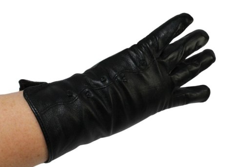 Skórzane Ocieplane Rękawiczki Damskie PolskaGalanteria.pl Ze Skóry Naturalnej Z Wzorkiem CZARNE Rozmiar 8