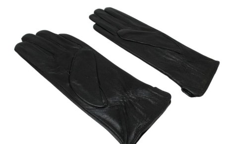 Skórzane Ocieplane Rękawiczki Damskie PolskaGalanteria.pl Ze Skóry Naturalnej Z Wzorkiem CZARNE Rozmiar 9