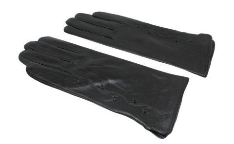 Skórzane Ocieplane Rękawiczki Damskie PolskaGalanteria.pl Ze Skóry Naturalnej Z Wzorkiem CZARNE Rozmiar 9