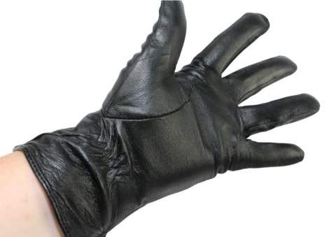 Skórzane Ocieplane Rękawiczki Damskie PolskaGalanteria.pl Ze Skóry Naturalnej Z Wzorkiem CZARNE Rozmiar 9