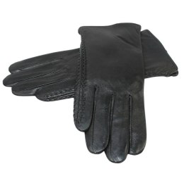 Skórzane Ocieplane Rękawiczki Damskie PolskaGalanteria.pl Ze Skóry Naturalnej Z Wzorkiem Podwójna Nitka CZARNE Rozmiar 8