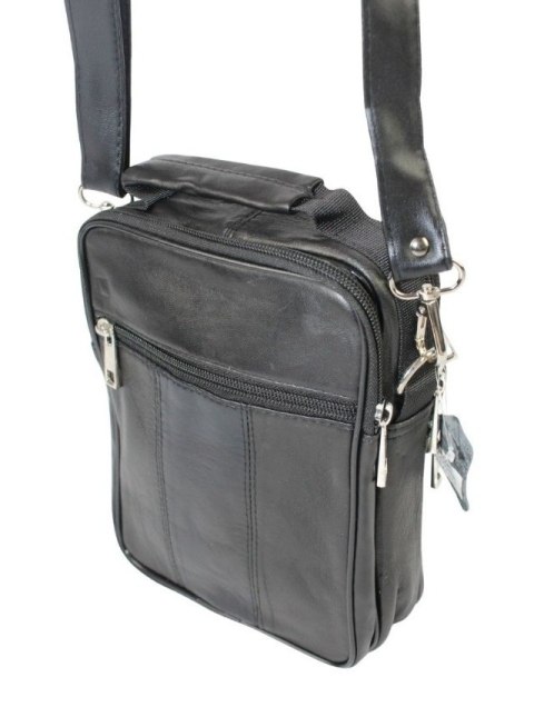 Torba męska skórzana CONVEY (PL) 8696 Pionowa Czarna Dwukomorowa 23 x 17 x 8 [cm]