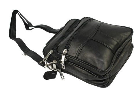 Torba męska skórzana CONVEY (PL) 8696 Pionowa Czarna Dwukomorowa 23 x 17 x 8 [cm]