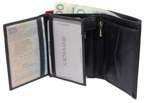Elegancki Portfel Męski Skórzany ROVICKY (PL) Skóra Licowa Duży Pionowy Bez Zapięcia RFID 326-RBA-D