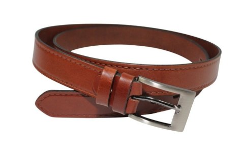 Pasek Skórzany Męski CezMar (PL) 30 mm "IMITACJA SZYCIA" BRĄZOWY Skóra Licowa