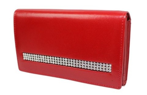 Portfel Damski Skórzany Rovicky (PL) Średni Klamra Z Klapką Wewnątrz Skóra Naturalna CPR 007 CZERWONY 15,5 x 9,5 x 3 [cm]
