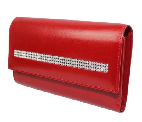 Portfel Damski Skórzany Rovicky (PL) Średni Klamra Z Klapką Wewnątrz Skóra Naturalna CPR 047 CZERWONY 18,5 x 11 x 3,5 [cm]