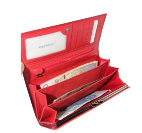 Portfel Damski Skórzany VERMARI Długi Klamra Skóra Naturalna 72062 19 x 9,5 x 3,5 [cm]