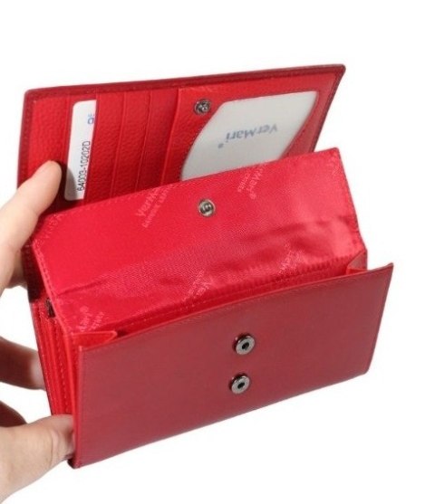 Portfel Damski Skórzany VERMARI Na Klamrę Z Dodatkową Kieszonką Na Nap Wewnątrz Skóra Naturalna 64003 16,5 x 9,5 x 3 [cm]