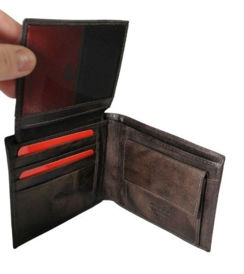 Portfel Męski PIERRE CARDIN Skóra Licowa Duży Poziomy Bez Zapięcia Jedno Skrzydełko 18063 ,,MOZAJKA,, 12 x 9,5 x 2,5 [cm]