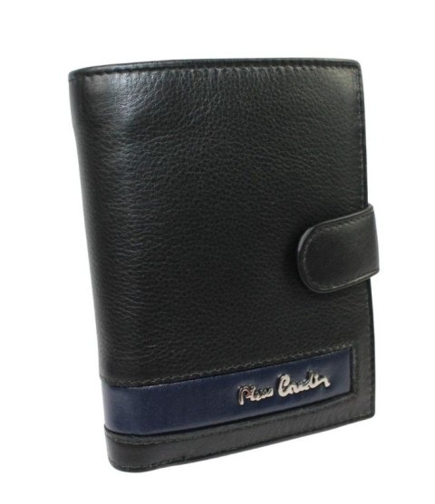 Portfel Męski PIERRE CARDIN Skóra Licowa RFID Duży Pionowy Z Zapięciem MATOWY Z OZDOBNYM ELEMENTEM 331A 13 x 10 x 3 [cm]