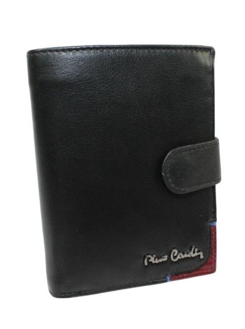 Portfel Męski PIERRE CARDIN Skóra Licowa RFID Duży Pionowy Z Zapięciem MATOWY Z OZDOBNYM ELEMENTEM 331A 13 x 10 x 3 [cm]
